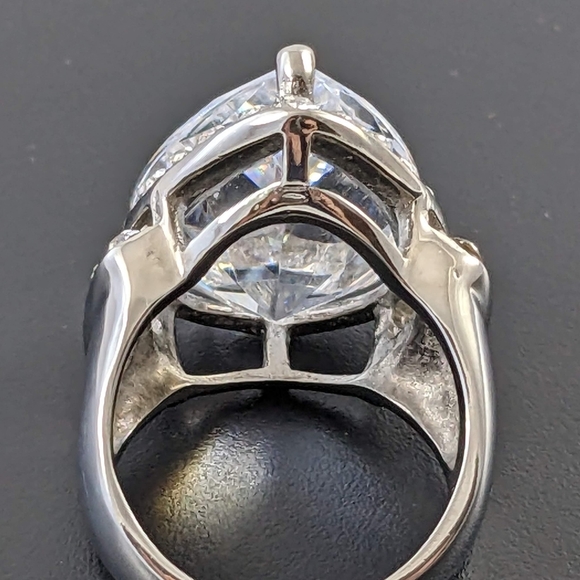 Huge Pear shaped CZ Stainless Steel Ring - Picture 8 of 11